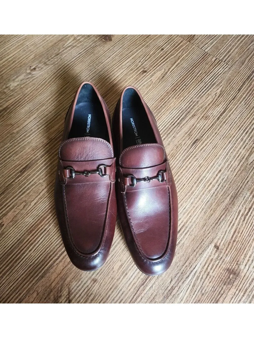 Men's Classic Brown Leather Loafers with Metal Bit Detail